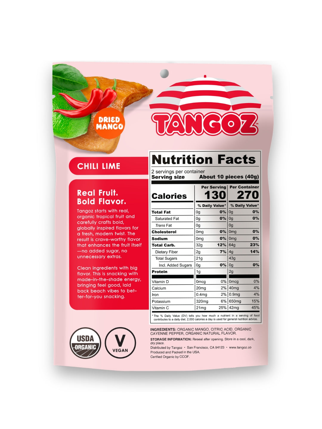 TANGOZ Chili Lime Organic Dried Mango