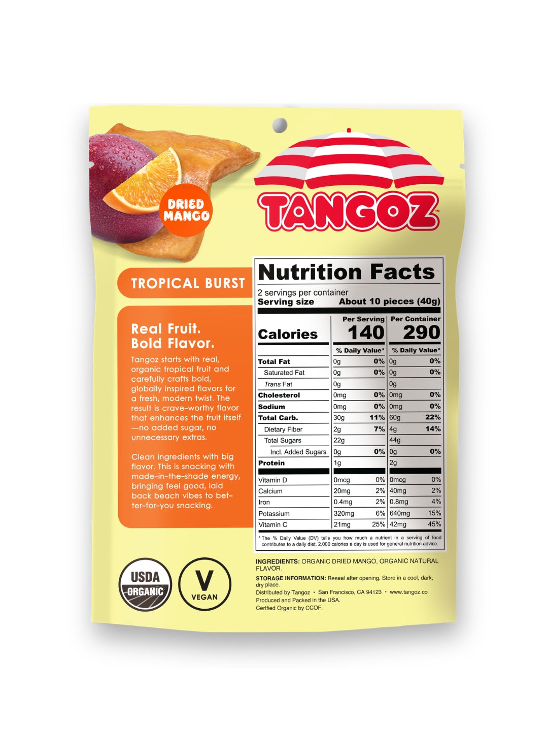 TANGOZ Tropical Burst Organic Dried Mango